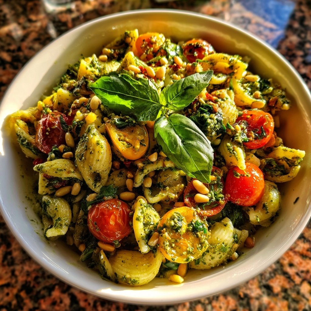 Healthy Lunch Pesto Pasta Salad