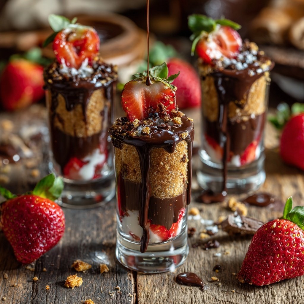Chocolate Covered Strawberry Dessert Shooters